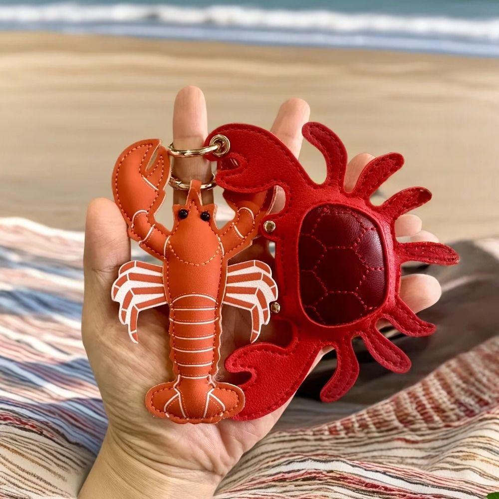 Summer Pu Leather Lobster Pendant Cute Bag Charm Multi-color Pu Crab Keychain Car Accessory