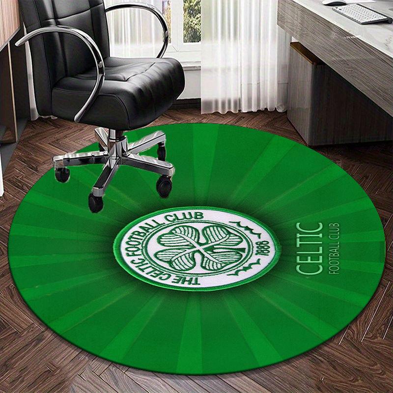 1PC round rug Cel-tic Football Club Crest Printed Round Area Rug ,Rug For Home Office, Round Chair Rug, Decorative Carpet Fan gifts Christmas gift
