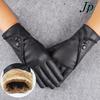 Jp Womens Winter Soft Leather Gloves Touch Screen Plus Velvet Black Leather Gloves