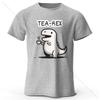 Футболка мужская Tea-Rex Dinosaur Printed из 100% хлопка, мягкая и дышащая, с круглым вырезом и коротким рукавом, в стиле унисекс, забавный и необычный