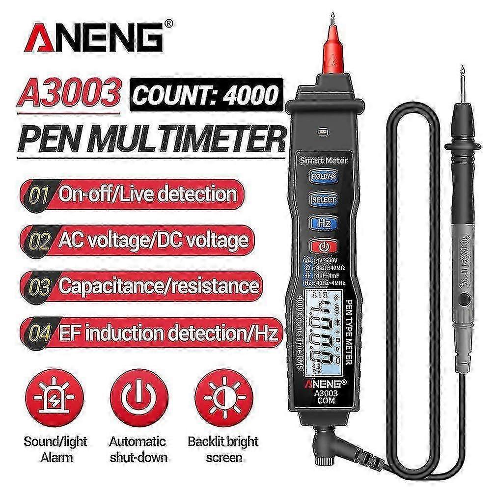 Aneng A3003 Electrical Tester Pen 4-600v Ac/dc Non-contact Voltage Detector Multimeter Circuit 4000 Counts Breaker Finder Tool