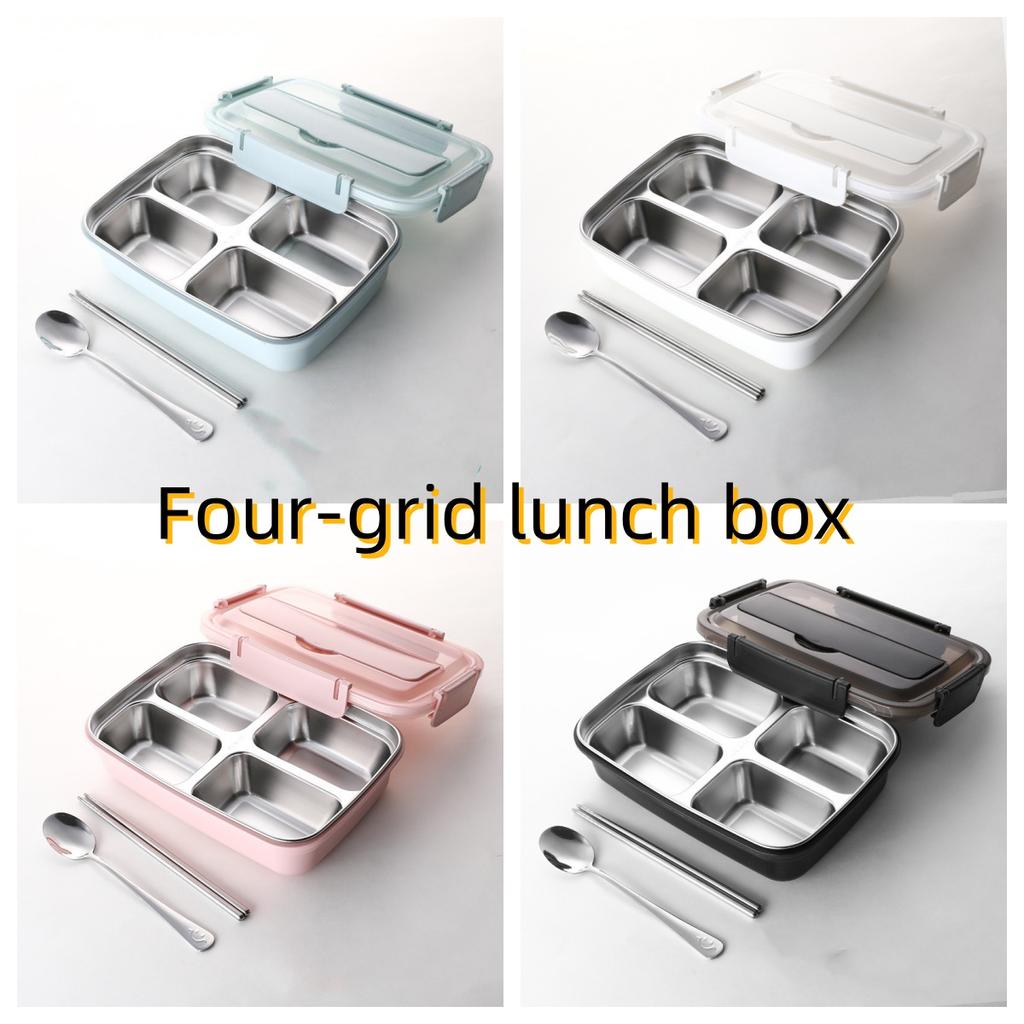 Easy-Clean Bento Container for Students & Office Workers LeakProof Stainless Steel Lunch Box with 4 Compartments - Durable
