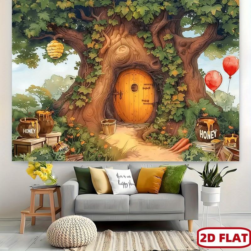 2D plane 1 piece of honeycomb treehouse banner - rural forest style