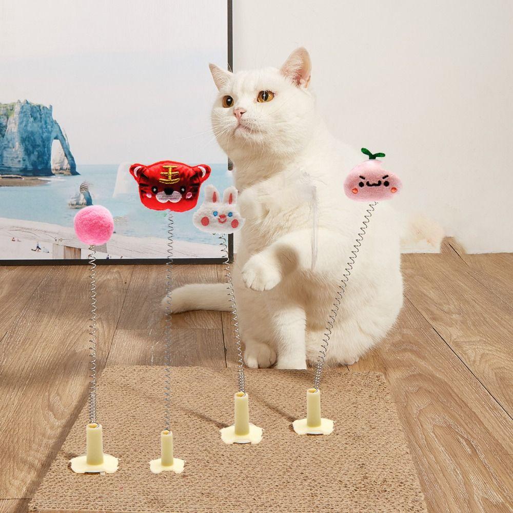 Интерактивная игрушка-мышь для кошек, ловушка-тигр, дразнилка, пружинная игрушка для кошек, палочка-дразнилка для кошек, удочка с перьями