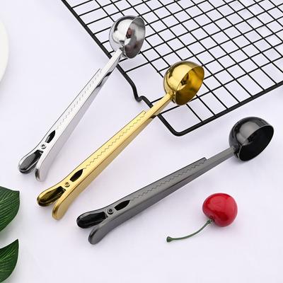 1 шт. прочная ложка из нержавеющей стали 304 с зажимом для сумки, ложка для молотого чая, кофе, переносная сумка, зажим для уплотнения, набор столовых приборов для порошка