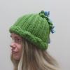 Сказочная зеленая шапка вязаная «Ландыш», свежая и милая шапка с цветком, мягкая шерстяная шапка, милая, универсальная, теплая