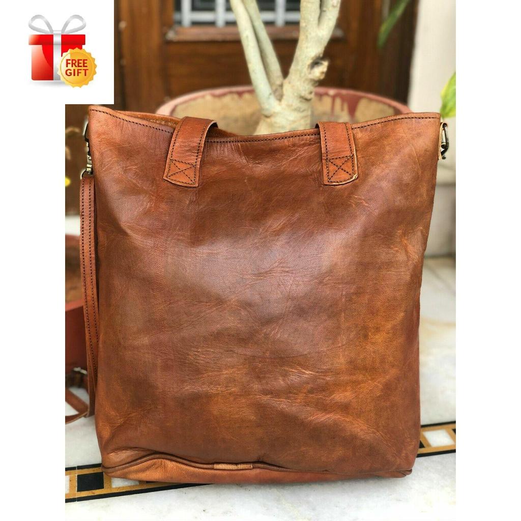 Подлинная вместительная женская сумка-шоппер ручной работы из козьей кожи 14 дюймов