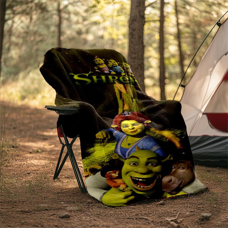 Shrek Theme Printed Blanket - Perfect for Couch, Bed, Travel & Outdoor Use | Machine Washable, Cozy & Durable.