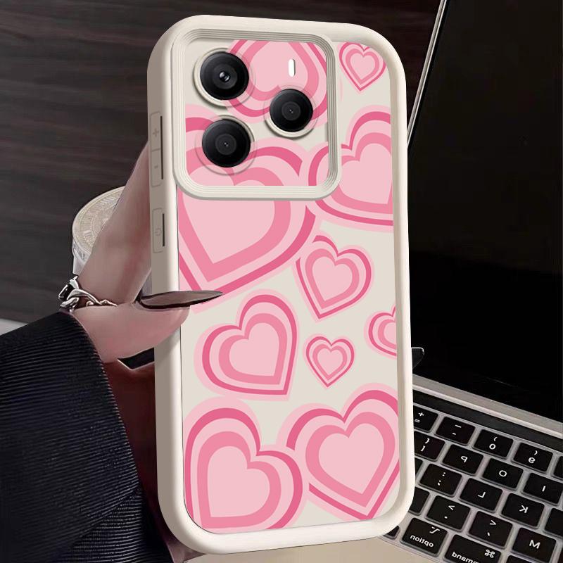 Y2K Retro Gradient Love Hearts Pattern Case For Xiaomi Redmi Note 14 13 Pro 5G 12 11 Funda Xiaomi 14T 13T 11T Pro Shockproof Bumper Silicone Cover