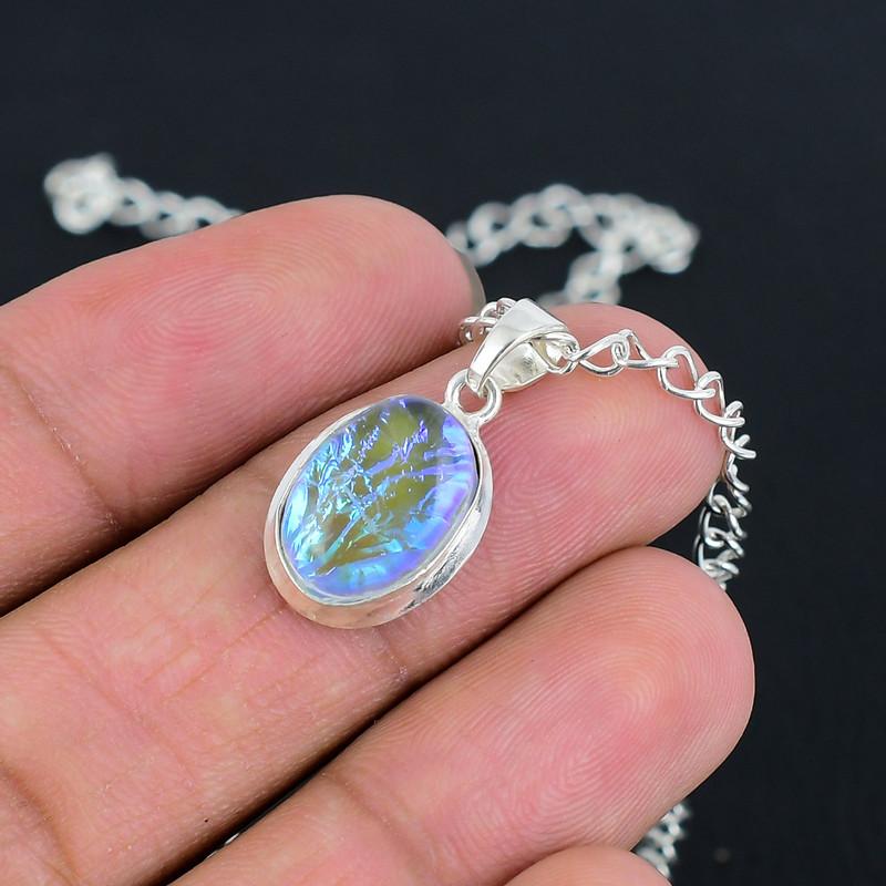 Подвеска-цепочка с замком S из голубого опала, ручной работы, тонко отполированная, из стерлингового серебра 925 пробы, с современным дизайном, подарок на свадьбу для невесты