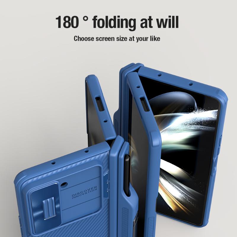 NILLKIN For Samsung Galaxy Z Fold 5 Case With Pen Slot Phone Holder Frosted Shield Fold 180°Folding Cover For Samsung Z Fold5 5G