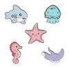 Cartoon Animal Pins Anime Marine Animal Shark Sea Horse Jellyfish Metal Brooches Clothes and Schoolbag Ornaments