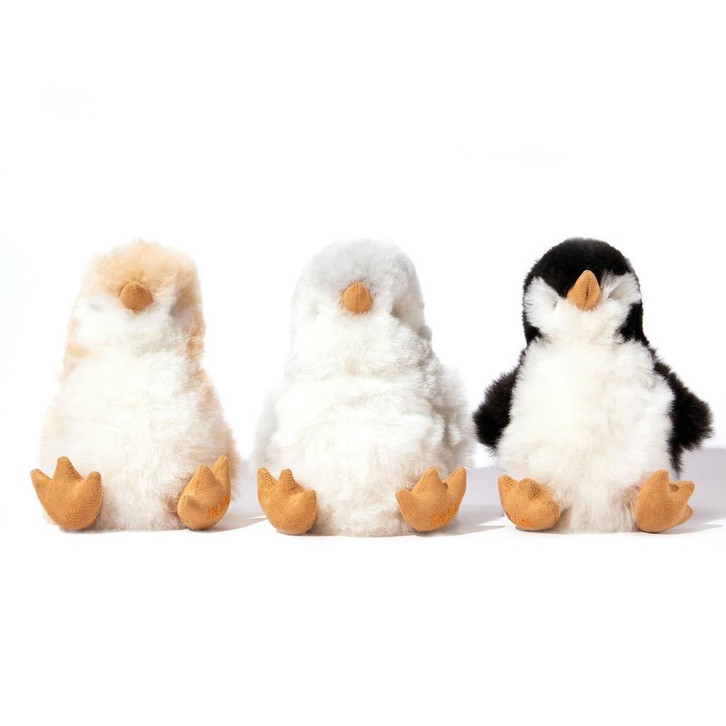INJOI Plush Animal, Natural Alpaca Fur, Rare, Fluffy, Handmade, Cute, Perfect Gift for Anniversaries and Special Occasions (Penguin, 22cm, Gray,