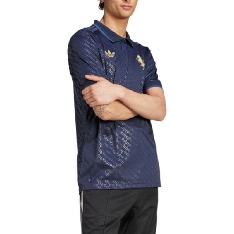 adidas Оригиналы Весна/Лето 24 24/25 Третья футболка Ювентус Серия Повседневная Спортивная Буквы Короткий рукав Футбольная футболка Мужские Топы Легендарные-Чернила IY5244
