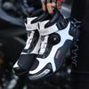 Unisex37-46 Leather Motorcycle Boots Large Size Rotation Button Anti-slip Anti-collision Riding Shoes
