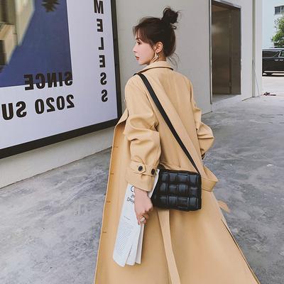 Новый стиль тренчкота для женщин, весна и осень, универсальное повседневное пальто цвета хаки для женщин, длинное выше колена, свободное пальто большого размера