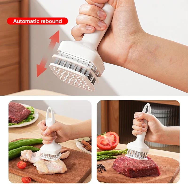 Тендерайзер для мяса из цинкового сплава, молоток для отбивной из свинины, стейк, свободная игла, двухсторонний молоток для мяса, резиновая ручка, кухонный инструмент