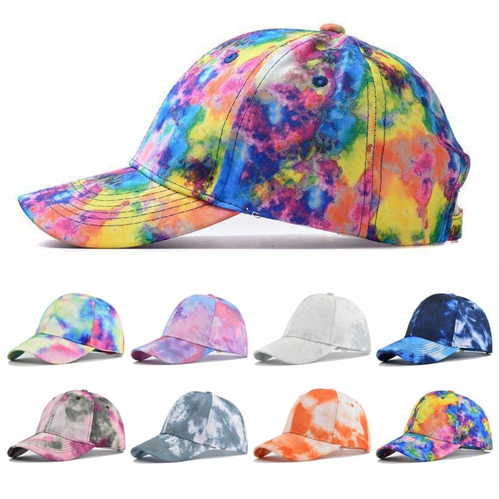Fashion Cotton Baseball Cap Tie Dye Print Hip-hop Peaked Cap Adjustable Multicolor Trucker Hats Outdoor