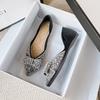 Flat-soled Ladyshoes Women's 2025 New Spring Pointed Rhinestones Evening Single Shoes Soft-soled Large-size Women's Shoes 41-43 Autumn Shoes