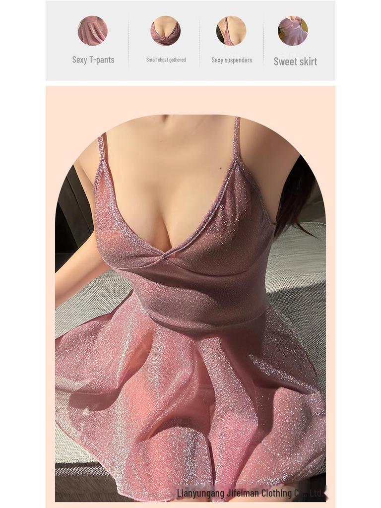Красное горячее сексуальное женское белье: Блестящее платье для ночного клуба и ночная рубашка-пижама Perspective для женщин