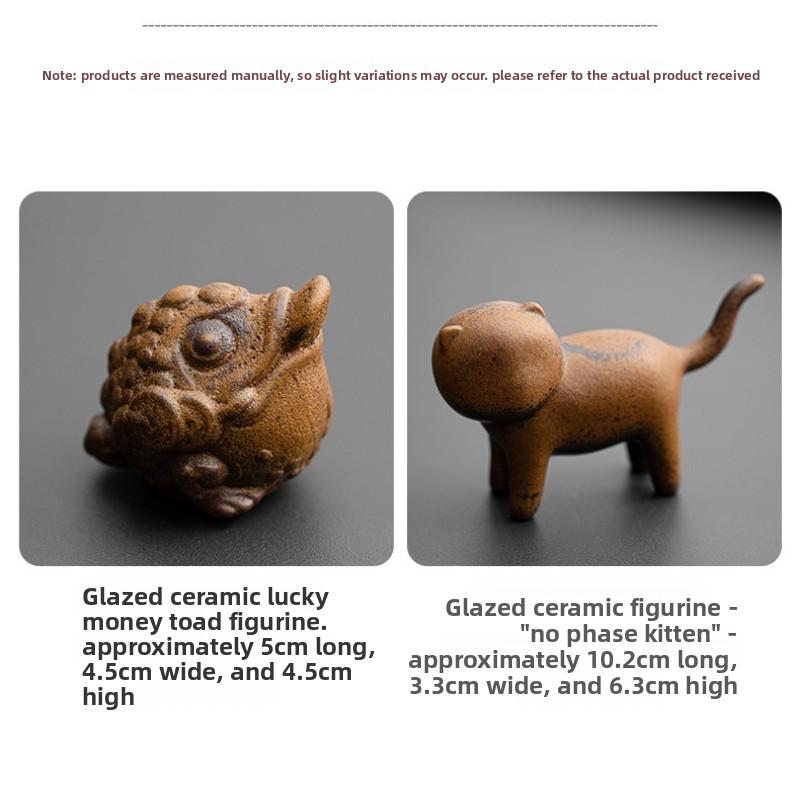Sauce glaze coarse pottery tea pet creative golden toad tea tray ornament can raise tea art tea play faceless cat tea ceremony