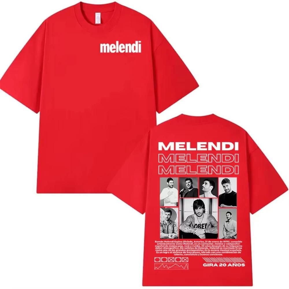 Rapper Melendi Tour 2026 New Album Merch Tee Shirt Unisex Clothing Hip Hop Oversized T-shirts Vintage High Quality Cotton T-shirt