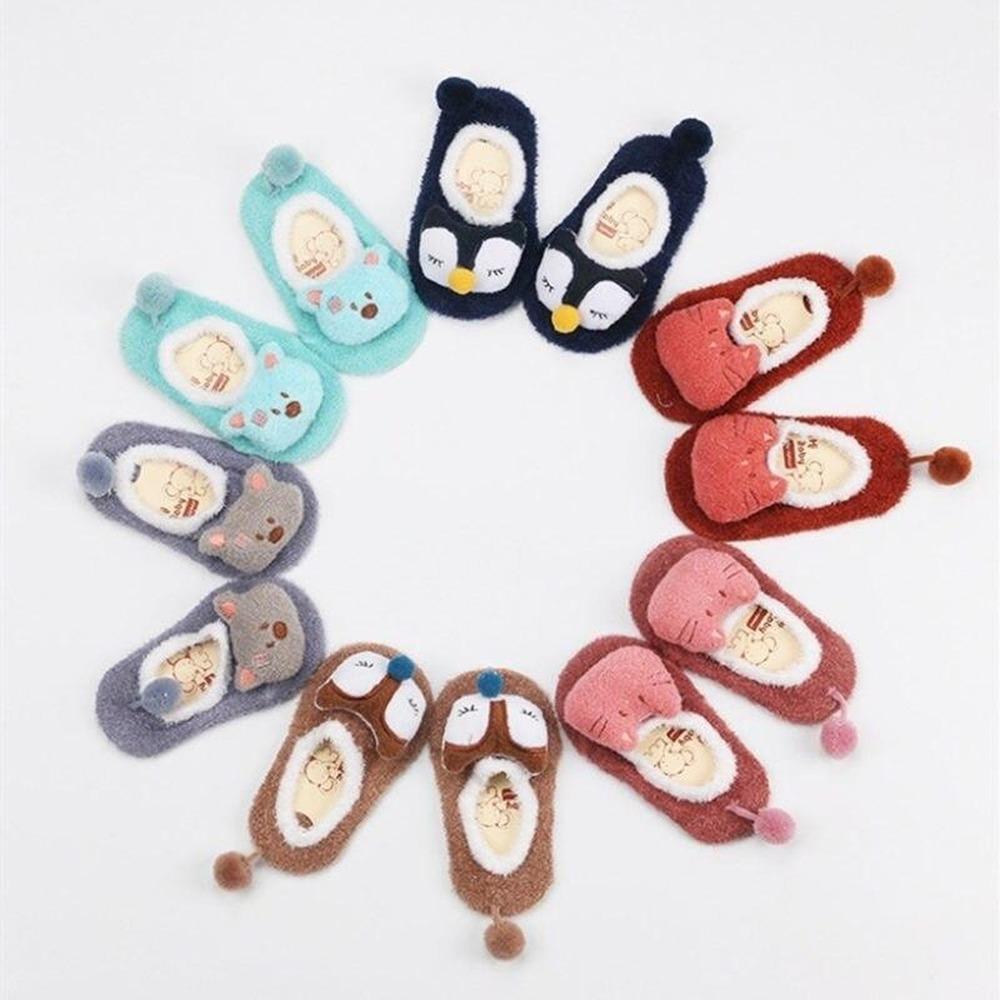 Autumn Winter Coral Fleece Cute Cartoon Baby Socks Soft Animal Pattern Boys Girls Floor Baby Socks Infant Kids Home Socks