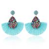 Women Colorful Jewelry Tassel Earrings Teardrop Crystal Glitter Sequins  Dangle Fringe Drop