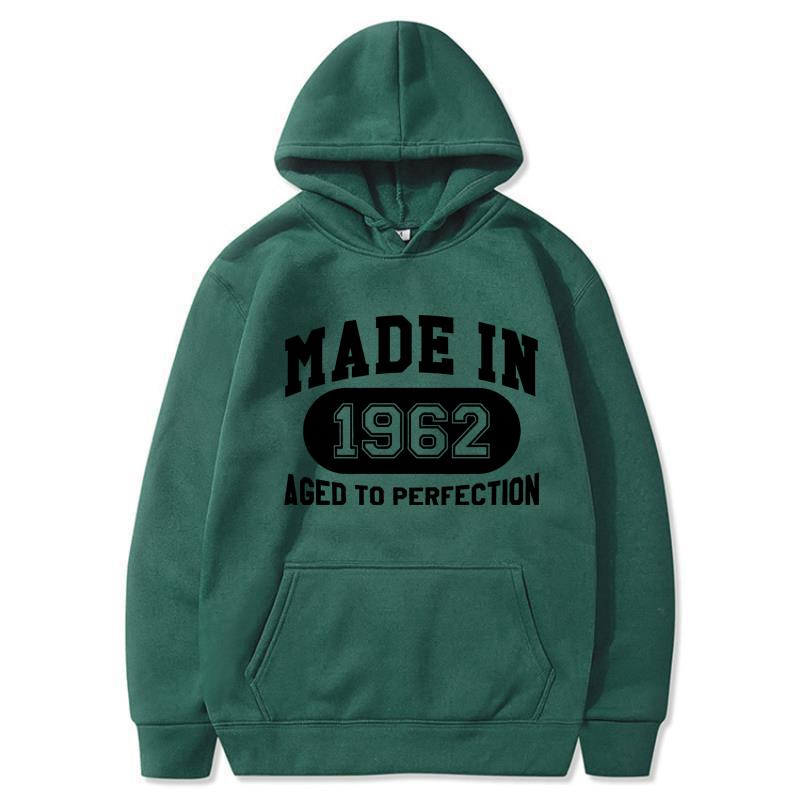 Madein 1962 Женские толстовки с капюшоном Мужские толстовки с капюшоном в стиле «Письмо» Уличная мода Свободная флисовая толстовка Мужская толстовка с капюшоном