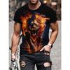 Short Sleeve Plus Size Summer Tee Men Outfit Fire Lion 3d Print T Shirts Mens Casual Sportwear T Shirt Male