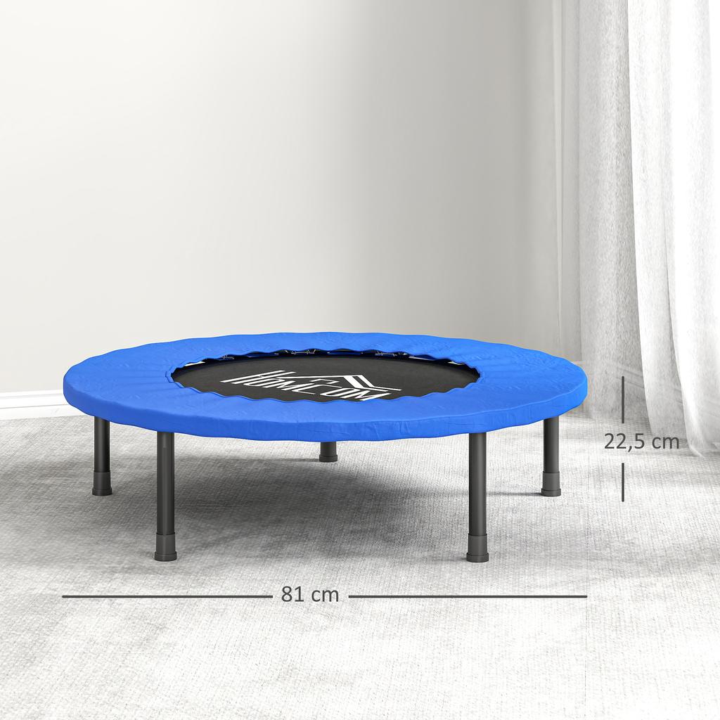 Mini fitness trampoline, exercise trampoline with non-slip feet, 100 kg load, diameter 81 x 22.5 cm, blue and black