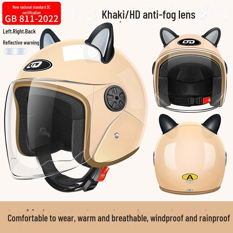 3C Certified Electric Bike & Motorcycle Helmet with Double Windshield - All-Season, Warm Safety Half Helmet