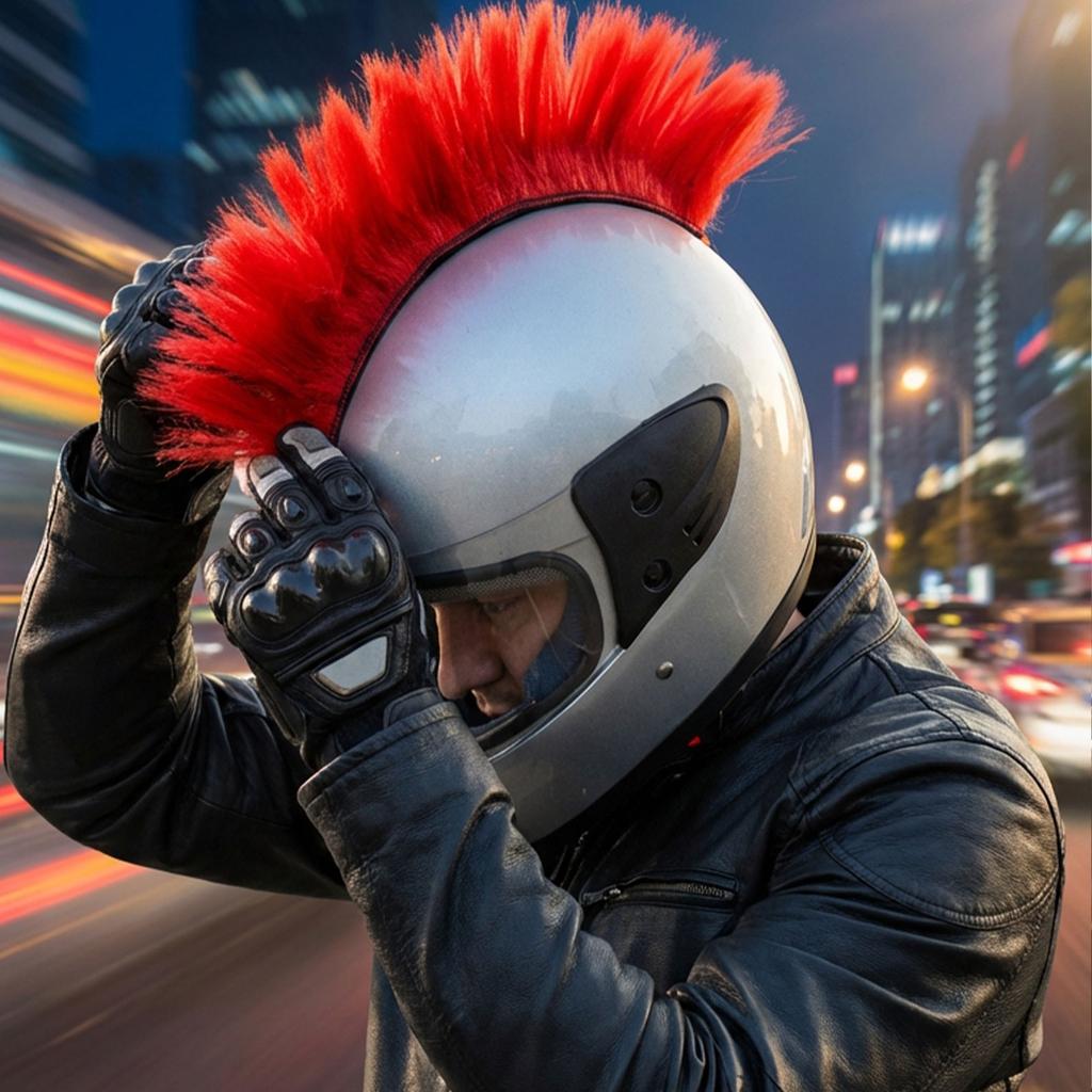 Motorcycle Helmet Decorative Wig, European And American , Suitable For Both Men And Women Riders, Mohawk/cockscomb , Funny Prop And Headwear For Event
