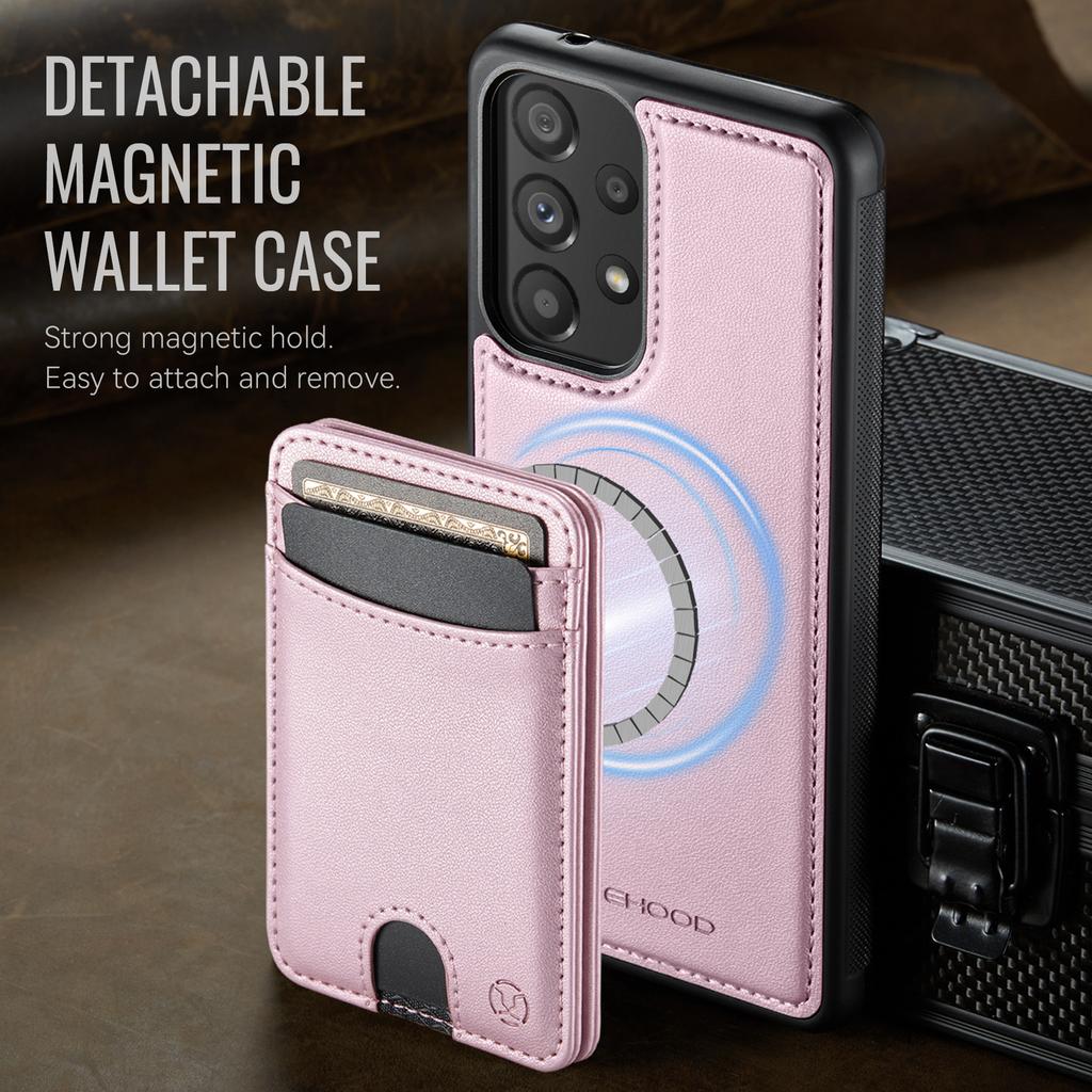 For Samsung Galaxy A53 5G Magnetic Case JEEHOOD J10 Leather Back Phone Cover with Detachable Card Holder Kickstand