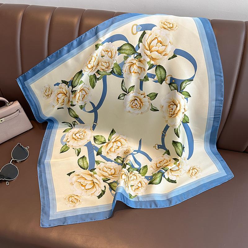 Модные платки, шейные шарфы, женские маленькие шали, бандана, платки на голову 70 см