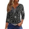 3/4 Length Sleeve Womens Tops Floral Halloween Print Vintage Fashion Casual Loose With V Neck Plus Size Shirts