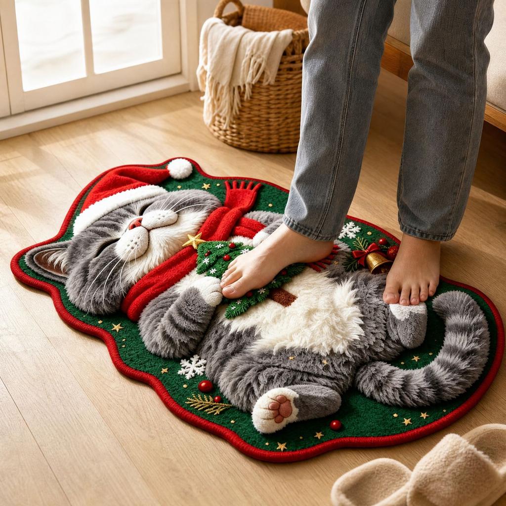 Christmas, Pet Pad for Cold Floors, Soft Holiday Floor for Cats