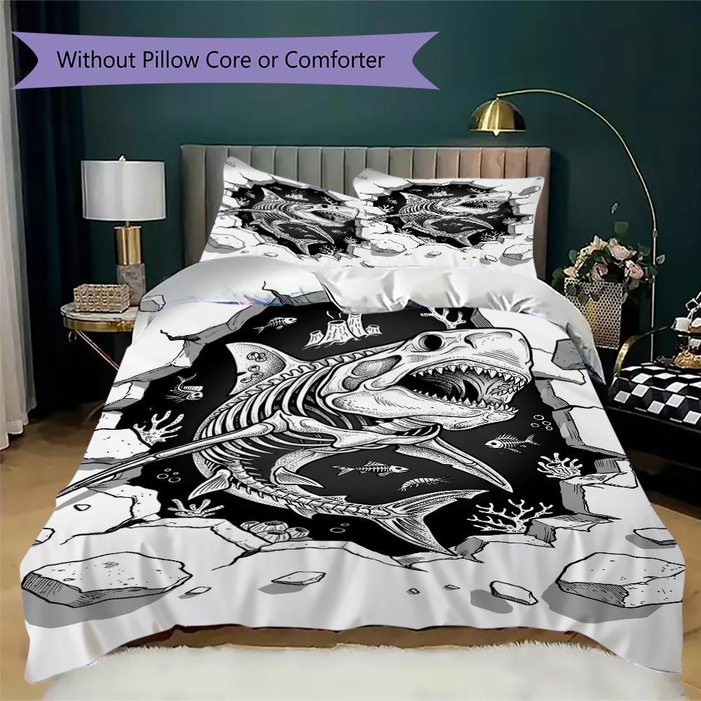 Black and white broken Pattern Bedding uilt Set uilt Cover Pillowcase Home Decoration Birthday Gift (1 * duvet cover + 2 * pillowcase without core)