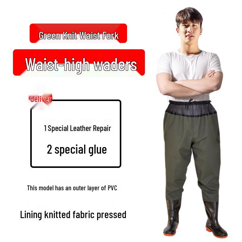 Водонепроницаемые забродные брюки с сапогами и кожаными чапсами для рыбалки