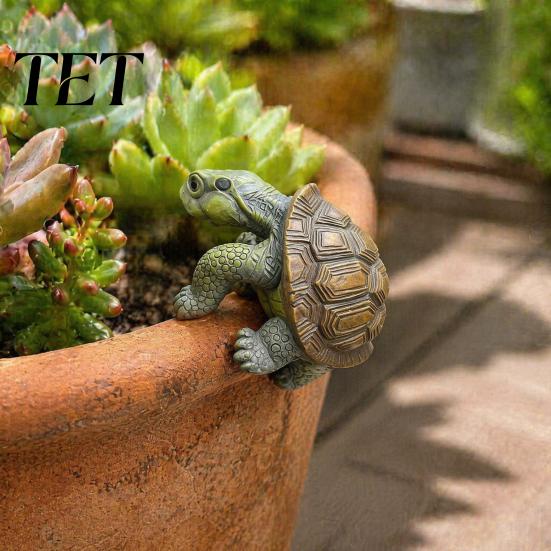 Realistic Turtle for Aquarium Decor Statue, Tortoise Figurine Plant Pot Hanger, Resin Cute Ornament Desk Micro Landscape Decor, Decoration Fish