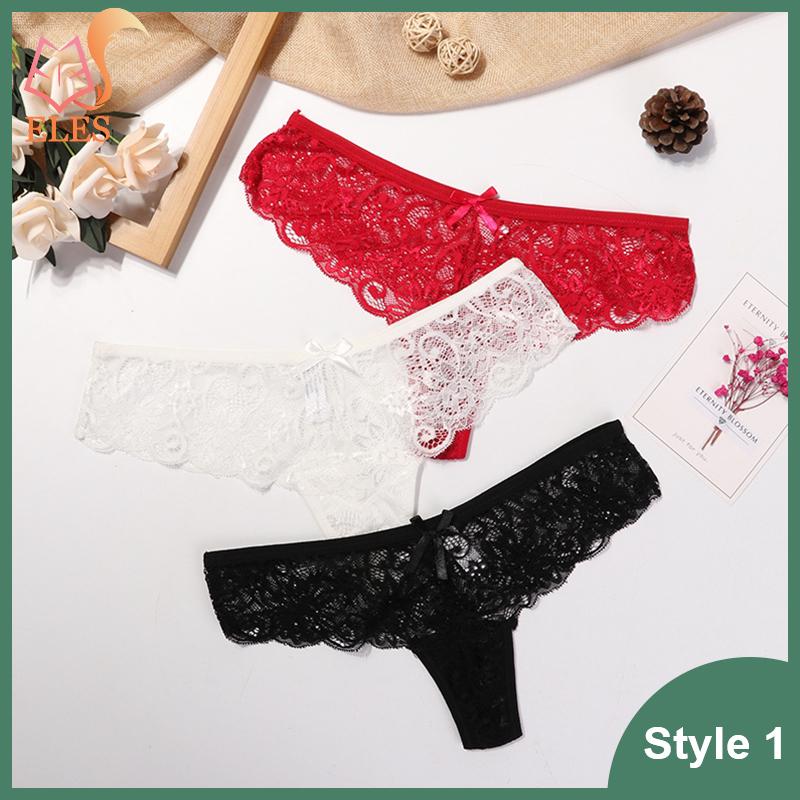 3 Pcs Woman Panties Sexy Lace Thong Underwear Lingerie Female T-back Temptation Low Waist G-string Pack