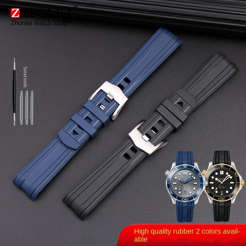 Для Omega New Seamaster 300 universe 007 Изогнутый конец Флуоресцентный Резиновый силиконовый ремешок для часов 20 мм 22 мм Часы Мягкий ремешок Мужской Замена