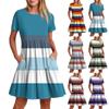 Женское повседневное модное платье-миди с круглым вырезом и коротким рукавом с принтом и карманом