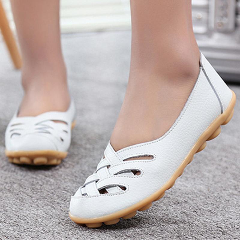 Fashion Flat Shoes For Women Leather Ballet Flats Zapatos Mujer 2024 Summer Shoes Casual Women's Loafers Slip On Black Moccasins Female