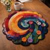 35cm Floral Print Linen Placemats 2D Printed Coaster Table Mats Bohemian Style Placemats  Kitchen