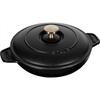 Hot Plate Black Both Hands Cast Enamel Shallow IH Compatible Japanese Hot Plate "Round 20cm" [Authorized Product] 40509-579