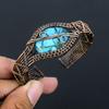 Copper Turquoise Handmade Copper Wire Wrap Bangle Adjustable U7B54