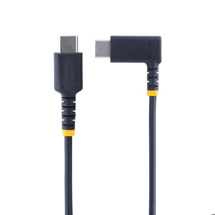 USB-C Кабель для зарядки - StarTech.Com - 30см - 60Вт PD 3А - Угловой - Черная Арамидная Волокно