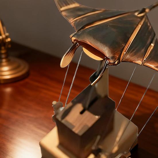 Wooden Electric Manta Ray Ornament Handmade Artisan Bionic Manta Ray Automaton Lifelike Mechanical Ocean