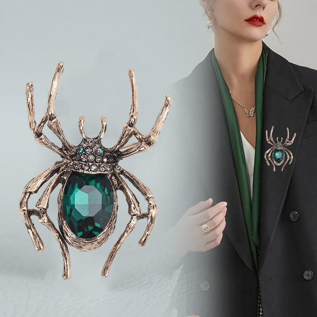 Ретро брошь-паук для женщин - эффектная булавка с искусственными кристаллами и стразами в виде насекомых, аксессуары для костюмов на Хэллоуин, ювелирный подарок